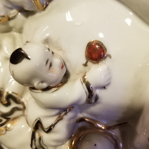 10" Vintage Japanese Kutami Porcelain Hotei Buddha & Children - Picture 7 of 16